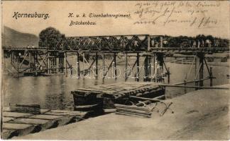 1914 Cs. és kir. vasúti ezred hídépítés közben / K.u.K. Eisenbahnregiement Korneuburg, Brückenbau / ...