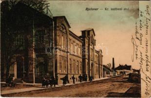 1916 Belovár, Bjelovar; Kr. sudbeni stol / bíróság. Vasúti levelezőlapárusítás 612. / court (fl)