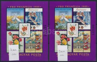1989 Pro Philatelia blokk kis és nagy sorszámmal