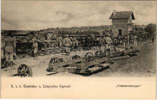 Cs. és kir. vasúti és távíróezred, tábori vasút építése / K.u.K. Eisenbahn- u. Telegraphen-Regiment,...