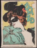 1897 A Jugend c. lap 3 db szecessziós grafikát bemutató címlapja. Litográfia, papír. 24x29 cm Kettő hírlapbélyeggel