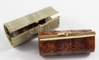 2 darab kígyóbőr erszény, h: 10 cm