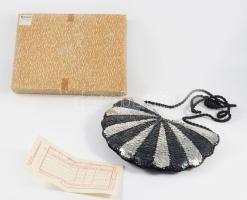 Retro flitteres erszény, eredeti számlával, dobozával, 14x20 cm