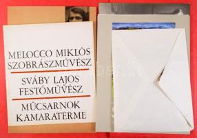 Sváby Lajos festőművészt és munkáit ábrázoló 38 db eredeti fotó + néhány kiállítási meghívó és katalógus.