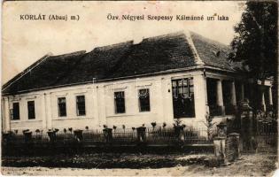 Korlát, Özv. Négyesi Szepessy Kálmánné úri laka, kúria, kastély. Kiadja Lehrbaum Sándor fényképész (EM)