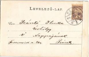 1900 Bernina Range, Morteratsch Gletscher / glacier, man with bicycle. photo (glue marks)