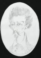 Feldmann Tibor (1945-1995): Petőfi Sándor portréja. Ceruza, papír. Jelzett. Hátoldalán Feldmann Tibo...