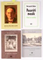 Verrasztó Gábor 4 db dedikált könyve: Rezes Molnár Lajos. Egy orosházi festőcsalád története. (Hármas dedikációval: Verrasztó Gábor, Rezes Molnár Hilda és Rezes Molnár Anna).; A szomjas Mátyás király. Budai históriák.; Pasaréti mesék. Félperces novellák.; A Váncza család. Kiadói papírkötés. Mind a négy kötet Verrasztó Gábor (1964-2022) író, újságíró, helytörténész által dedikált.