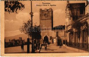 1925 Taormina, Piazza e Chiesa S. Agostino / square, church (EK)
