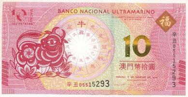 Makaó 2021. 10P "Az ökör éve" T:AU Macau 2021. 10 Patacas "Year of the Ox" C:AU Krause P#88F