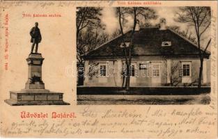 1900 Baja, Tóth Kálmán szülőháza és szobra. Ifj. Wagner Antal kiadása 6884. (EK)