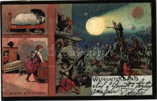 1899 Der Weltuntergang. Der Komet naht der Erde / Világvége humor / "The end of the world. The ...