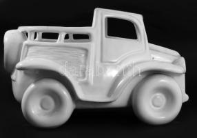 Autó alakú virágtartó edény, erős mázrepedéssel, 32x21 cm