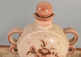 Vadászmintás 4 személyes pálinkás készlet, mázrepedéssel, 28x28 cm