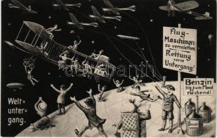 Weltuntergang. Flugmaschinen zu vermieten - Rettung vorm Untergang! Benzin bis zum Mond reichend! Of...