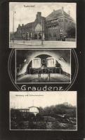 Grudziadz, Graudenz; Bahnhof, Weinberg, Schlossbergturm / railway station, castle tower, interior