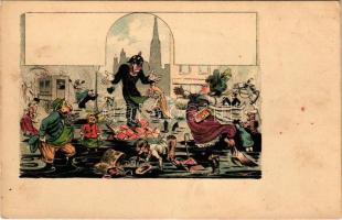 Flood in the city, humour. litho (fl)