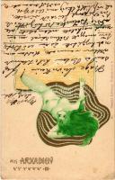 1898 Aus Arkadien III. Art Nouveau litho postcard. B. &amp; S. Wien Serie No. 1040. s: Raphael Kirchner (EK)