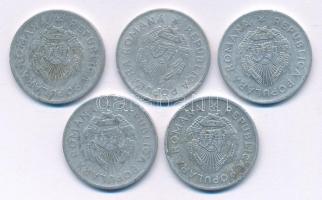 Románia 1948-1950. 5L Al (5db, 3xklf) T:VF,F
Romania 1948-1950. 5 Lei Al (5pcs, 3xdiff) C:VF,F