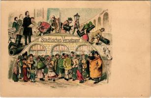 Städtisches Versatzamt / pawnshop, humour. litho (EK)