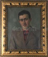 Krizsánné Csikós Antónia (1887-1987): Tóth Sándor nagybányai faszobrász portréja, 1940. Olaj, vászon, jelezve jobbra lent, dekoratív fakeretben, 60×50 cm / oil on canvas, signed, framed