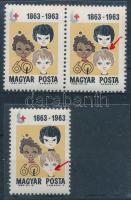 1963 Vöröskereszt V. 60f színhiánnyal + 60f pár színeltolódással