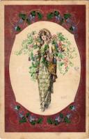 Lady with flowers. B.K.W.I. 134-5. s: August Patek (EB)