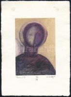 Aknay János (1949-2026 ): Ikon, computer print, merített papír, jelzett, sorszámozott 17/80. Lap 20x15 cm