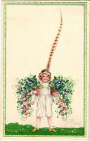 1918 Child with flowers. P.J.G.W.I. Nr. 506-2. s: August Patek (EK)