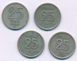 Svédország 1950-1956. 25ö Ag (4xklf) T:VF Sweden 1950-1956. 25 Öre Ag (4xdiff) C:VF Krause KM#816, KM#824