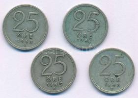 Svédország 1943-1948. 25ö Ag (4xklf) T:VF Sweden 1943-1948. 25 Öre Ag (4xdiff) C:VF Krause KM#816