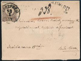 1874 Ajánlott levél Réznyomat 15kr bérmentesítéssel "VESZPRÉM" - Buda
