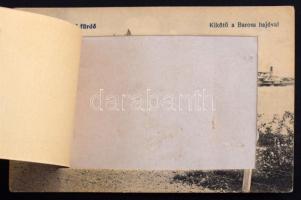 Balatonalmádi, kikötő a "BAROSS" gőzhajóval. Lángos Endréné kiadása, üres leporellólap (Rb...