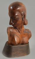 Tóth Alexandru [Sándor] (1919-1993) Nagybányai művész. Art deco félakt női szobor 1938. Lakkozott fa. Jelzett. 26 cm