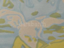 Páldy Zoltán (1884-1939): Léda. Linómetszet, papír. Jelzett. 17,5x23,5 cm. Üvegezett fakeretben