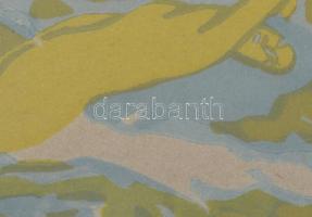 Páldy Zoltán (1884-1939): Léda. Linómetszet, papír. Jelzett. 17,5x23,5 cm. Üvegezett fakeretben