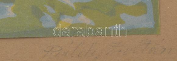 Páldy Zoltán (1884-1939): Léda. Linómetszet, papír. Jelzett. 17,5x23,5 cm. Üvegezett fakeretben