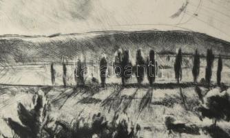 Iván Szilárd (1912-1988): Szüretelők. Rézkarc, papír, jelzett, paszpartuban, 29x38,5 cm