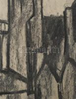 Rác András (1926-2013): Szentendre. Szén, papír, jelzés nélkül. Proveniencia: A művész hagyatéka. 53...