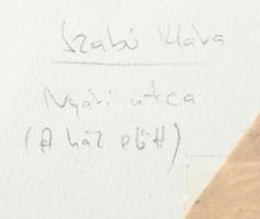 Szabó Klára (-): Ház előtt. Akvarell, papír, jelzés nélkül, a hátoldalán feliratozott, paszpartuban....