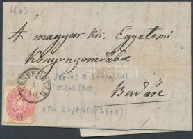 1863 5kr levél "ÉRSEKÚJVÁR" - Budán