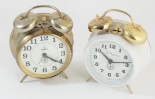 2 darab fém ébresztőóra, jó állapotban, m: 16 cm alatt
