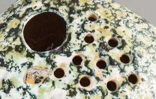 Ikebana váza. Komlós Testvérek terve alapján. Mázas kerámia, jelzett, hibátlan, 17x15 cm