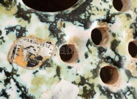 Ikebana váza. Komlós Testvérek terve alapján. Mázas kerámia, jelzett, hibátlan, 17x15 cm