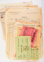 cca 1877-1948 Vegyes fejléces számlák, reklámnyomtatványok, stb., összesen kb. 50 db