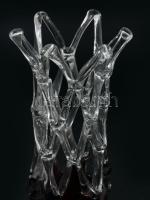 Iparművész hutaüveg váza, fonatos kialakítással, hibátlan, m: 28 cm