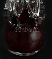 Iparművész hutaüveg váza, fonatos kialakítással, hibátlan, m: 28 cm