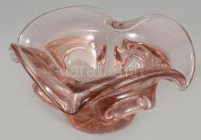 Cseh kínáló asztaldísz, anyagában színezett hutaüveg, hibátlan, d: 22 cm, m: 11 cm