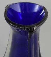 Cseh vastag üveg váza, részben színezett hutaüveg, hibátlan, m: 26 cm