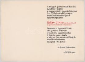 1962-1981 Gádor István, született Steiner István (1891-1984 ) kétszeres Kossuth-díjas magyar keramik...